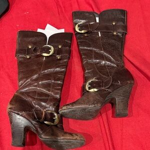 Naughty Monkey Dark Brown Buckled Heeled Boots